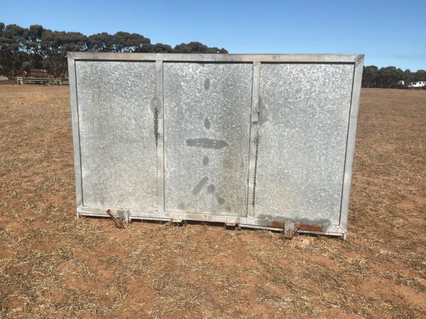 Galvanised Divider Bin with double trap doors on the bottom.