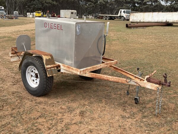Diesel tank mounted on trailer.