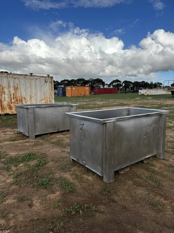 *SOLD* - Stainless Steel Bins with Forklift Pockets